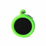 myfamily-id-tag-hushtag-collection-aluminium-black-circle-with-green-rubber