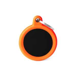 myfamily-id-tag-hushtag-collection-aluminium-black-circle-with-orange-rubber
