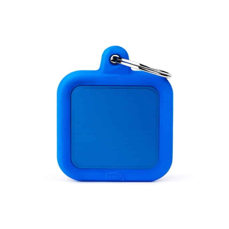 myfamily-id-tag-hushtag-collection-aluminium-blue-square-with-blue-rubber