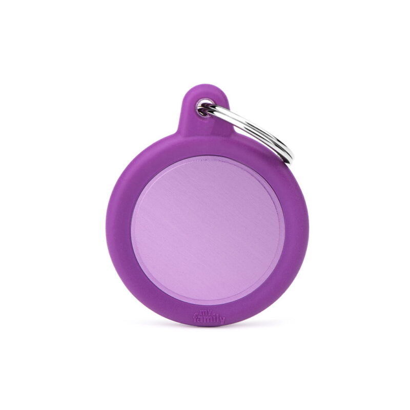myfamily-id-tag-hushtag-collection-aluminium-purple-circle-with-purple-rubber
