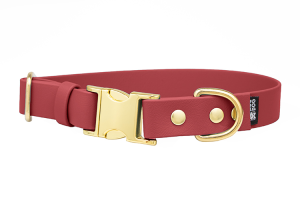 Obroża Biothane® z metalową klamrą Crimson Red