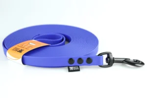 Smycz miejska Biothane Navy Blue | 200 cm | 19 mm | karabinek sprężynowy duży czarny