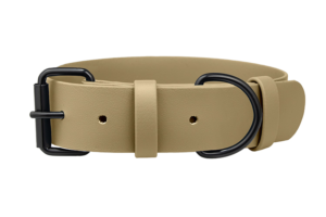 Obroża Khaki 38 mm Biothane M 40-50 cm, okucia czarne