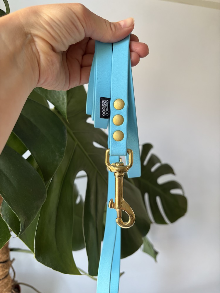 Smycz miejska Biothane Baby Blue | 200 cm | 16 mm | karabinek sprężynowy średni mosiężny