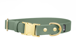 Obroża Biothane® z metalową klamrą Foggy Green